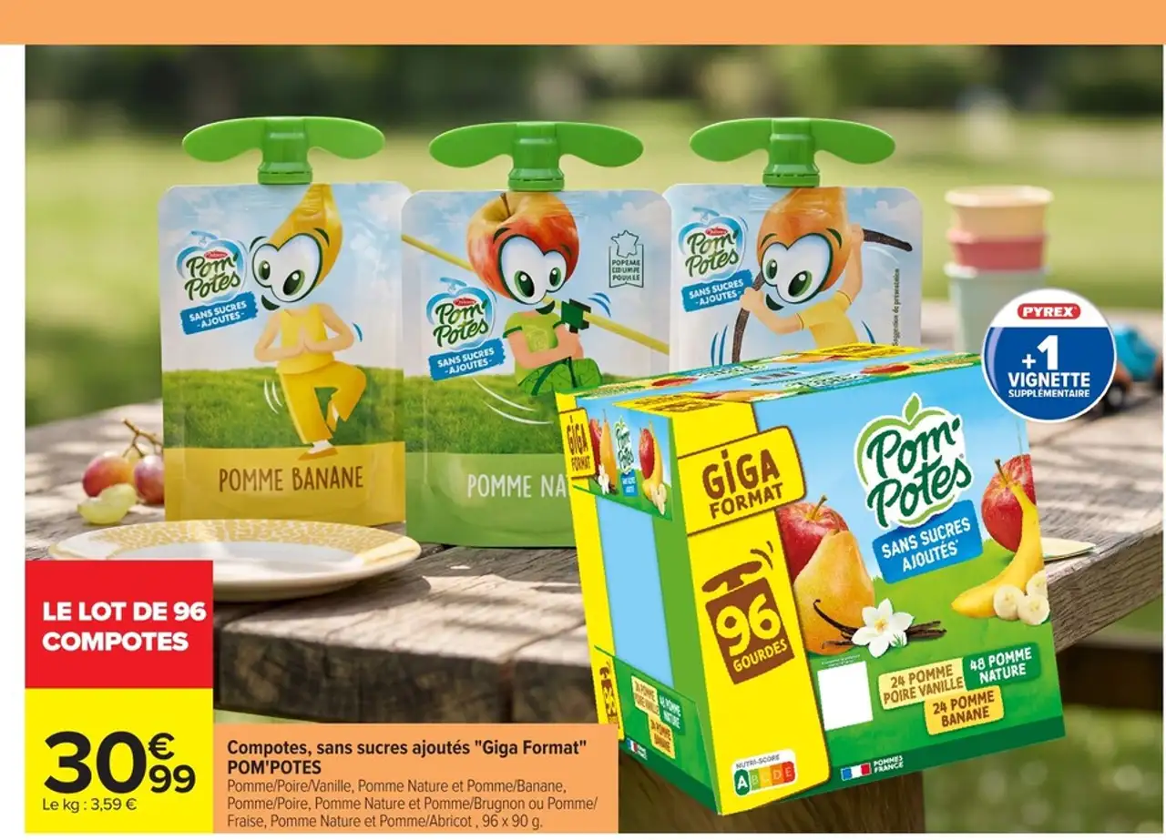 Compotes, sans sucres ajoutés "Giga Format" POM'POTES