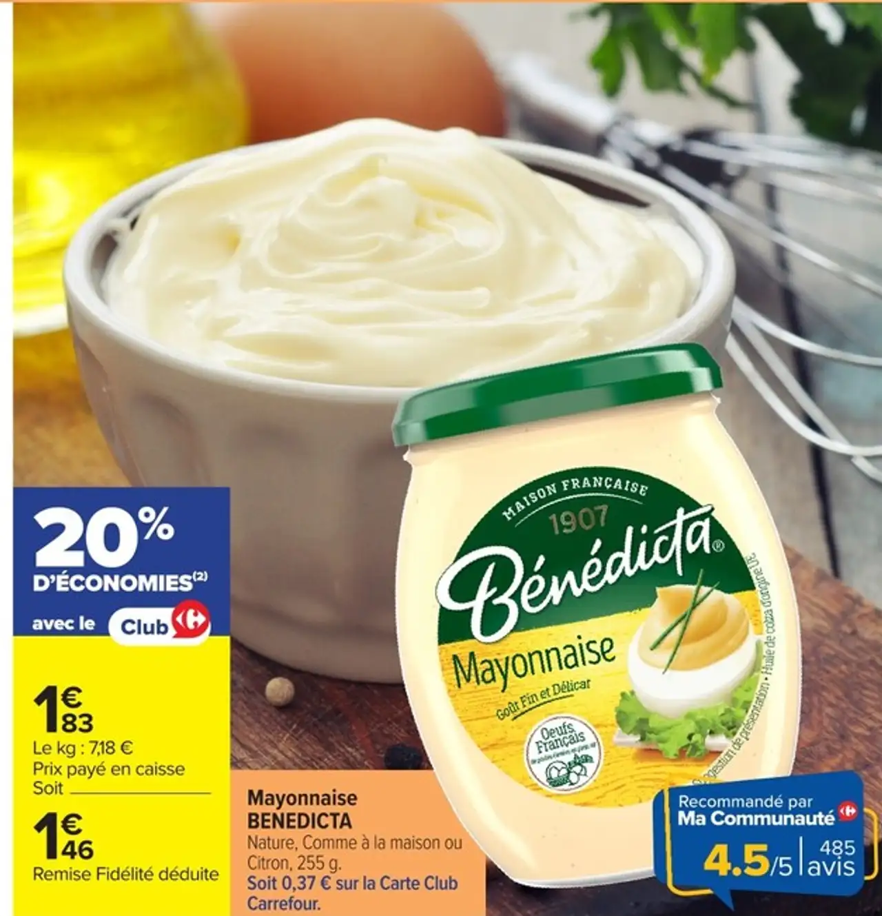 Mayonnaise BENEDICTA Nature, Comme à la maison ou Citron