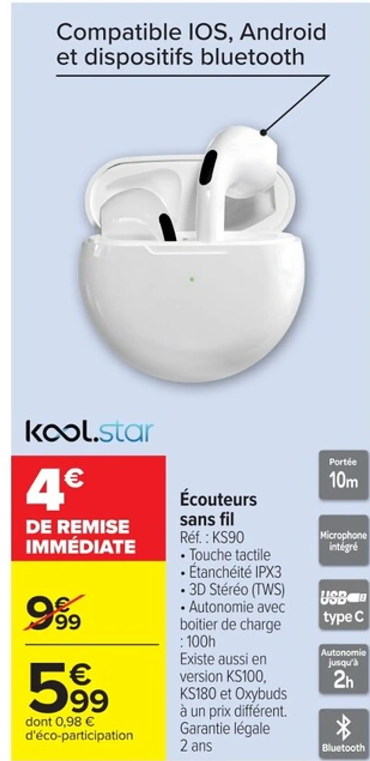 Écouteurs sans fil Kool.star KS90