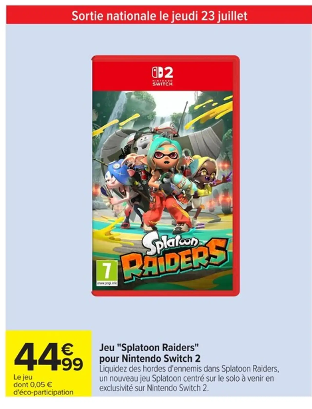 Jeu "Splatoon Raiders" pour Nintendo Switch 2