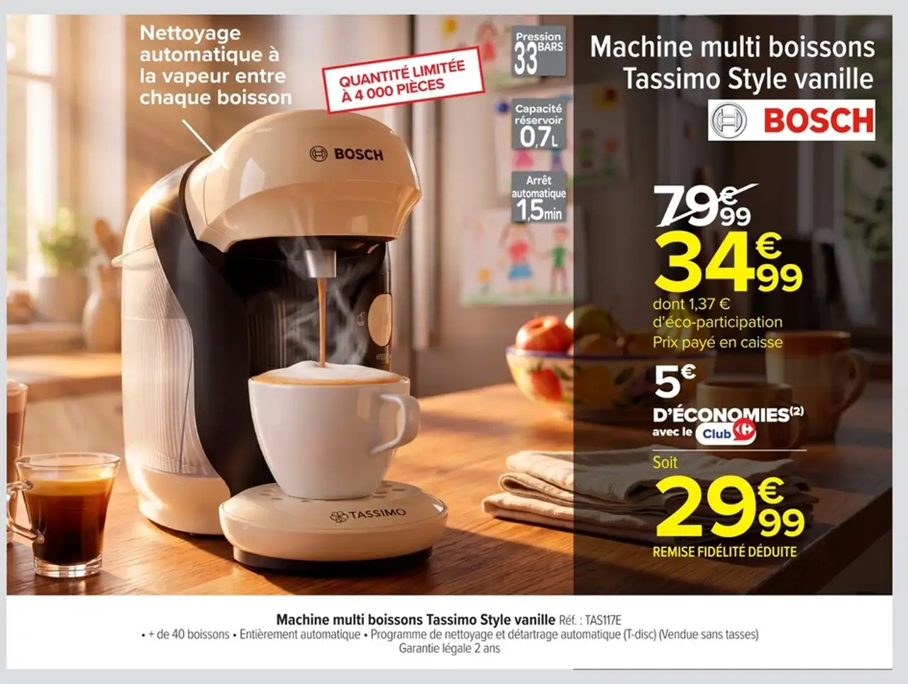 Machine multi boissons Tassimo Style vanille Bosch TAS117E