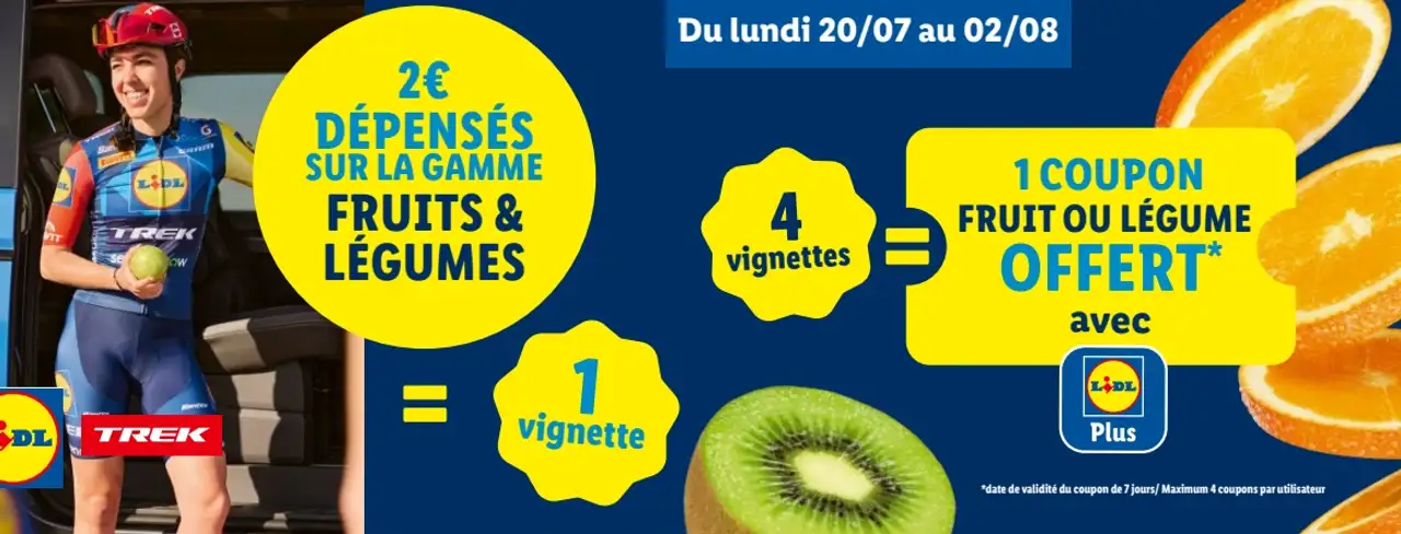 Offre Fidélité Lidl Plus : 1 Coupon Fruit ou Légume Offert