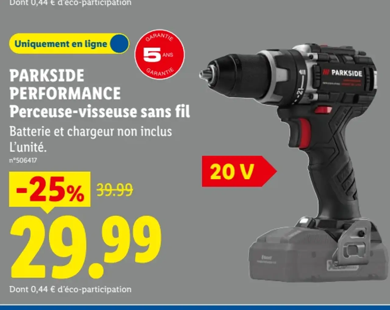 PARKSIDE PERFORMANCE Perceuse-visseuse sans fil (sans batterie ni chargeur)