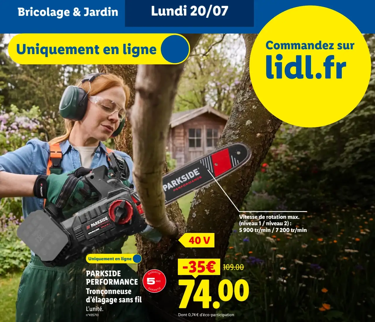 PARKSIDE PERFORMANCE Tronçonneuse d'élagage sans fil 40 V