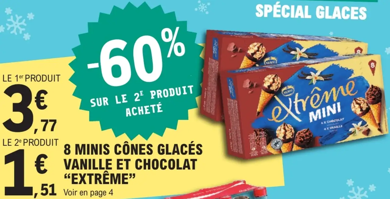 8 Minis cônes glacés vanille et chocolat Extrême