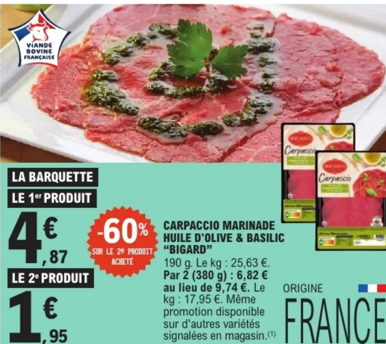 Carpaccio Marinade Huile d'Olive & Basilic Bigard