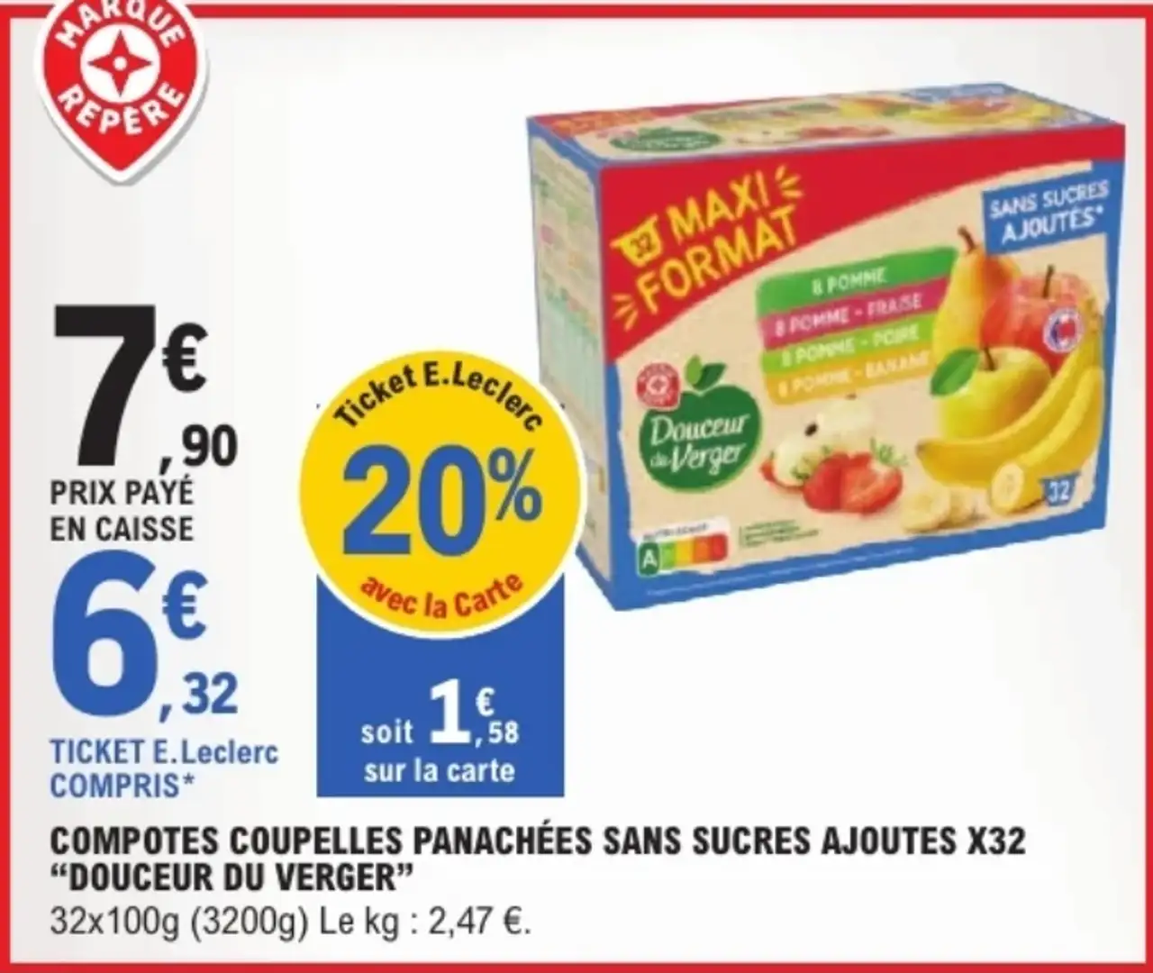 Compotes Coupelles Panachées Sans Sucres Ajoutés X32 Douceur du Verger