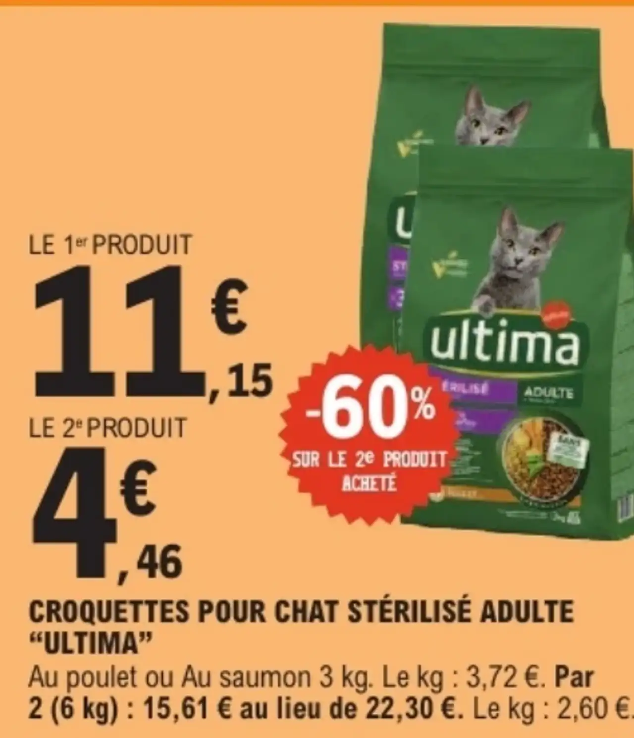 Croquettes pour chat stérilisé adulte Ultima