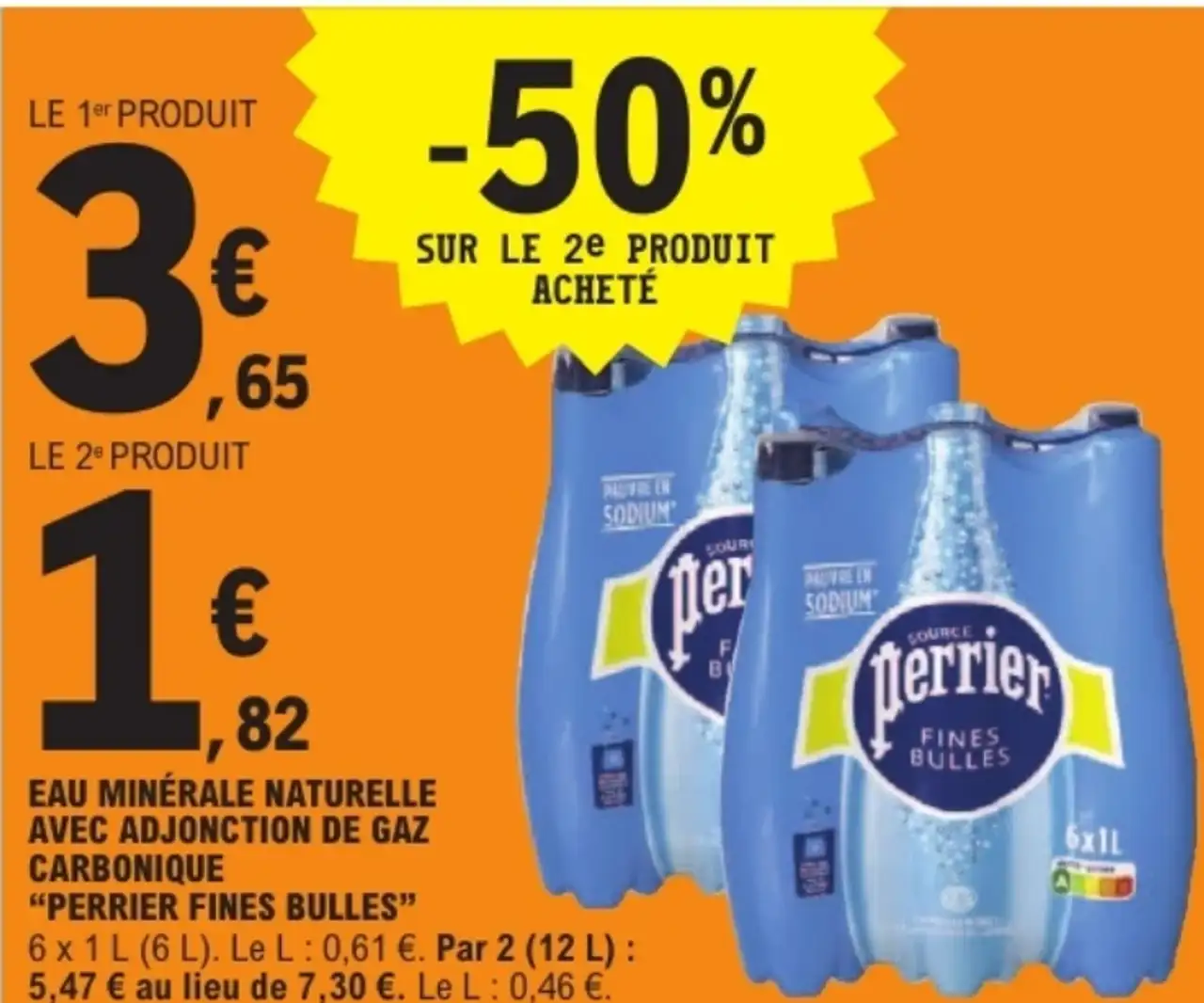 Eau minérale naturelle avec adjonction de gaz carbonique Perrier Fines Bulles