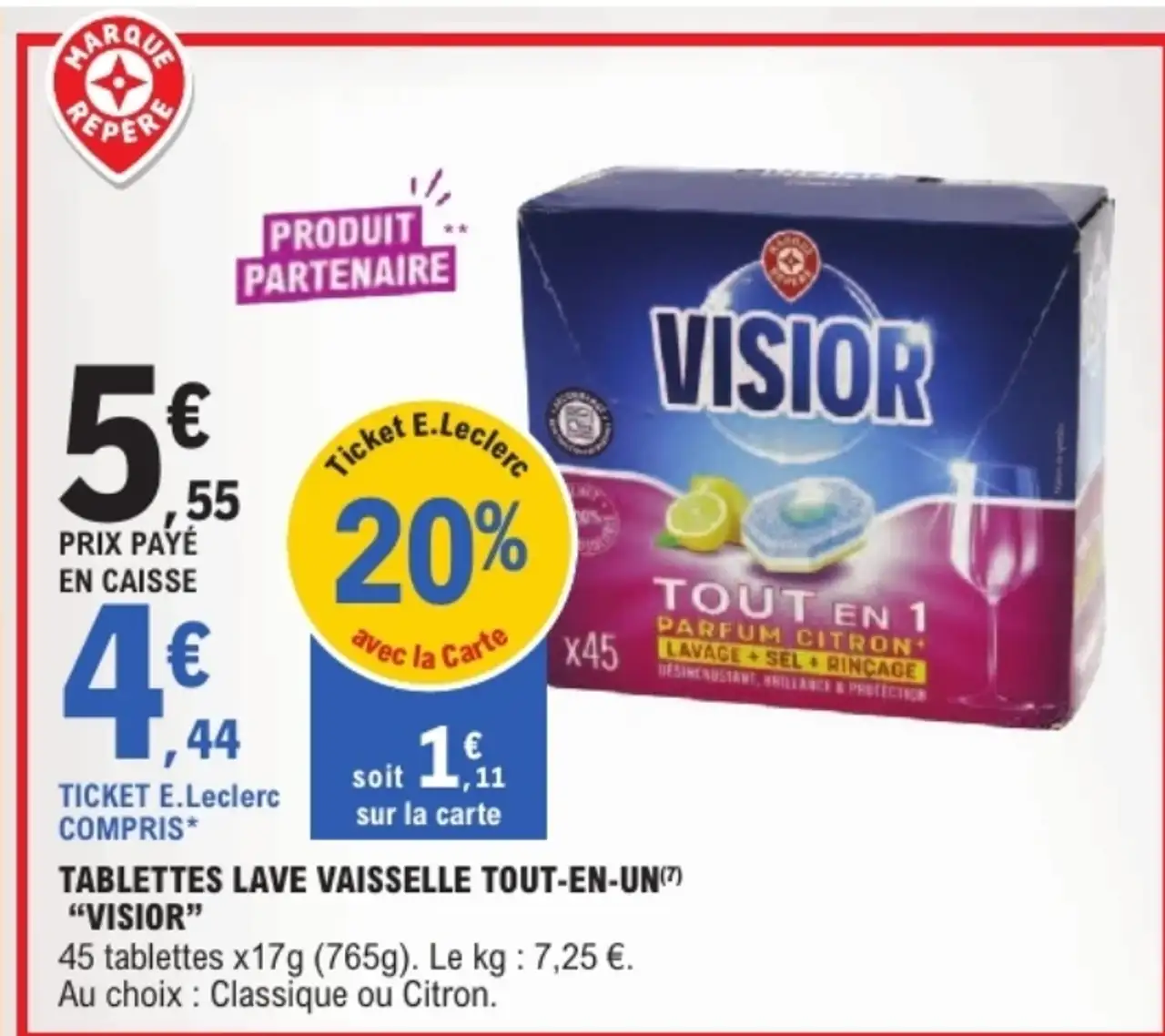 Tablettes lave vaisselle tout-en-un Visior