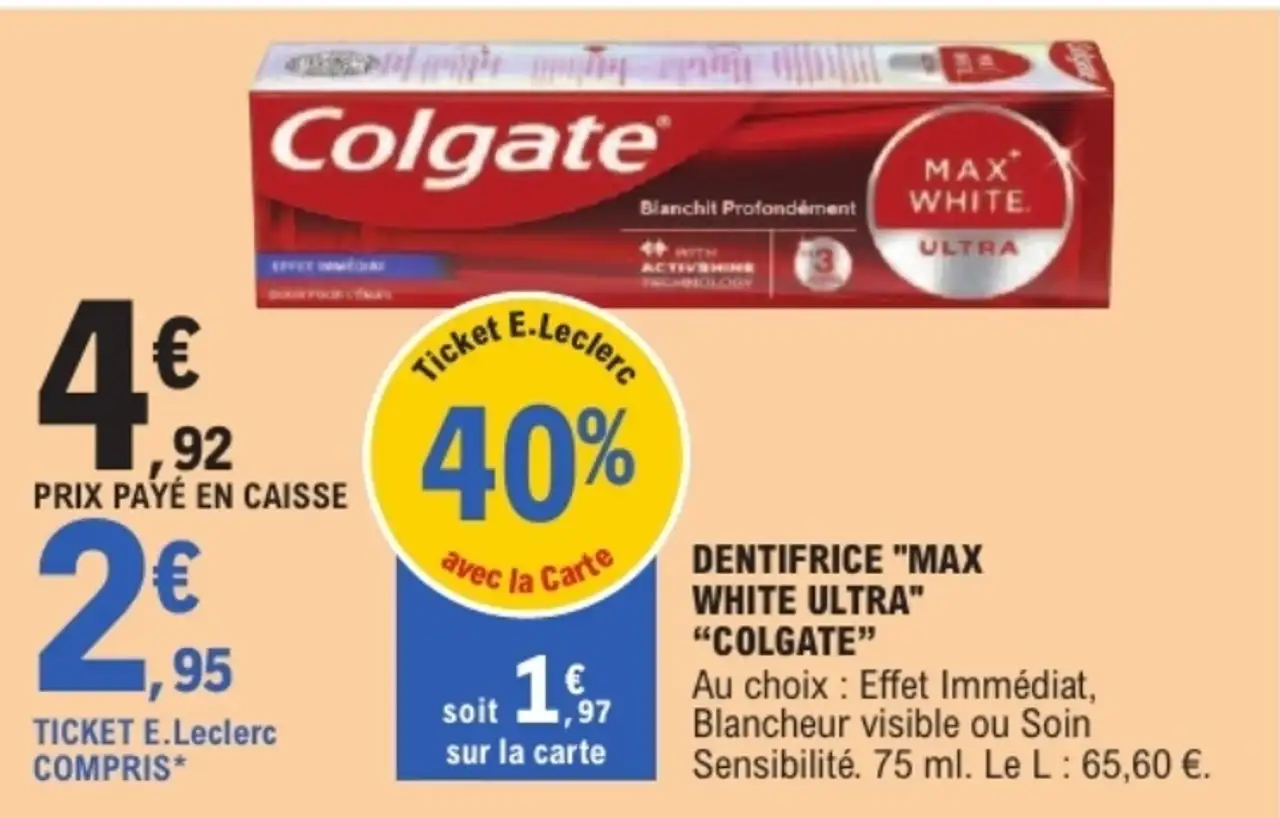 Dentifrice Max White Ultra Colgate