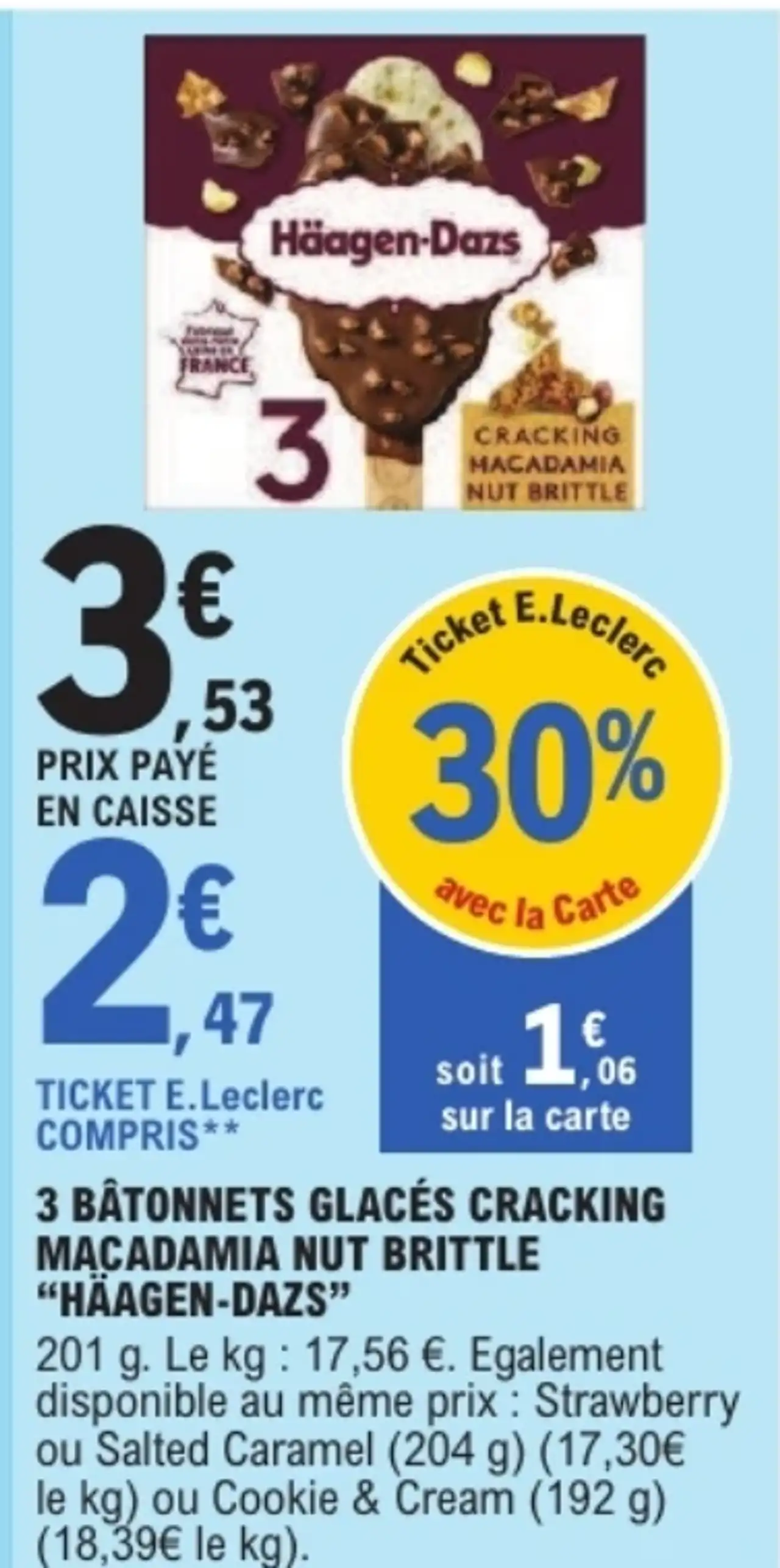 3 bâtonnets glacés Cracking Macadamia Nut Brittle Häagen-Dazs