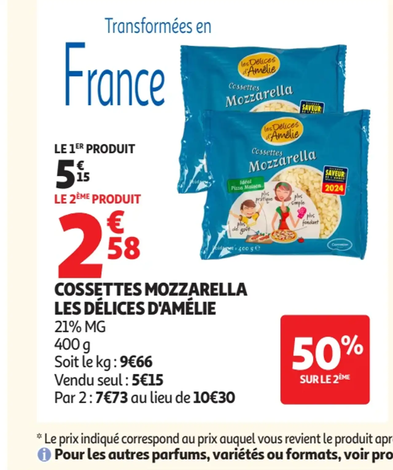 Cossettes Mozzarella Les Délices d'Amélie