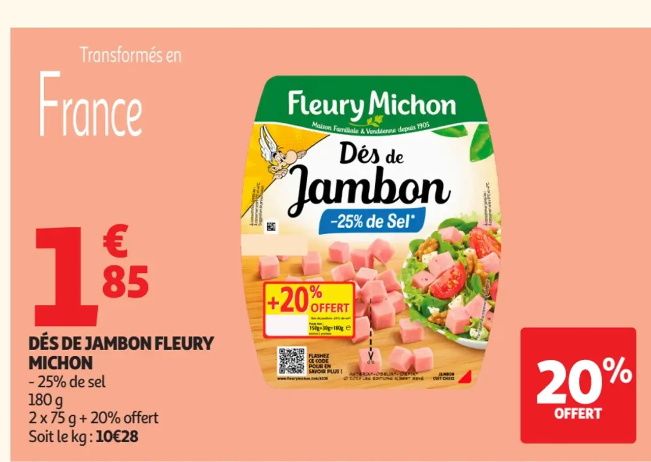 Dés de jambon -25% de sel Fleury Michon