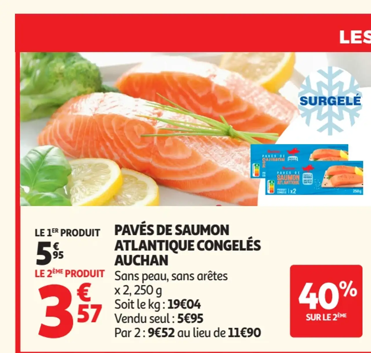 Pavés de saumon Atlantique surgelés Auchan