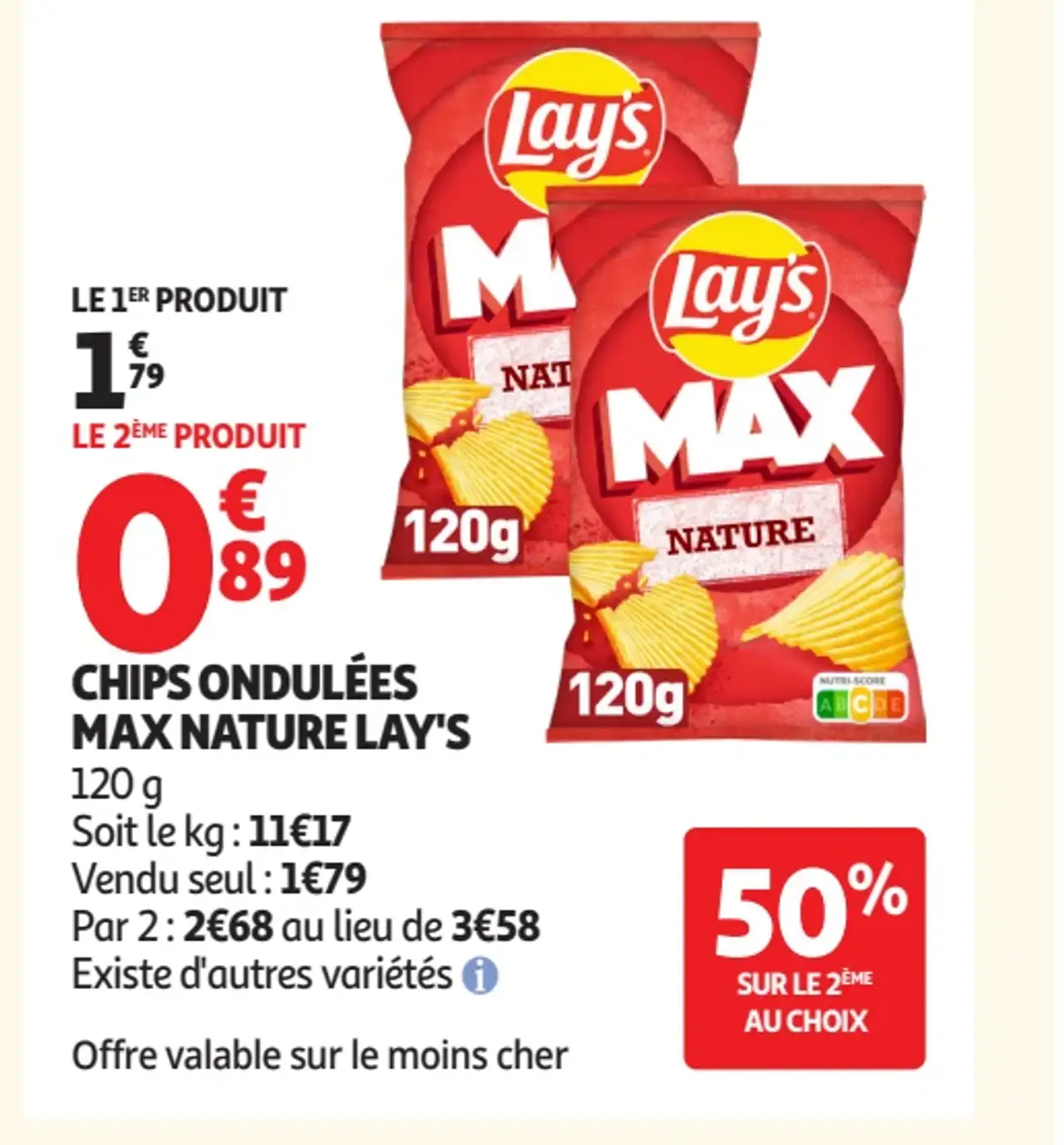 Chips ondulées Max nature Lay's