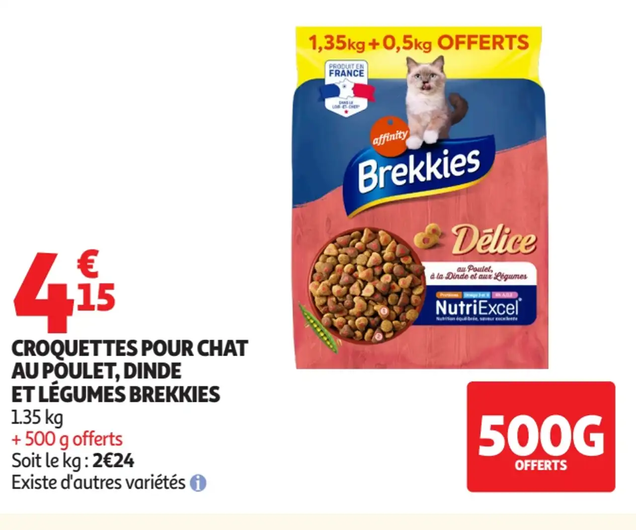 Croquettes pour chat au poulet, dinde et légumes Brekkies Délice