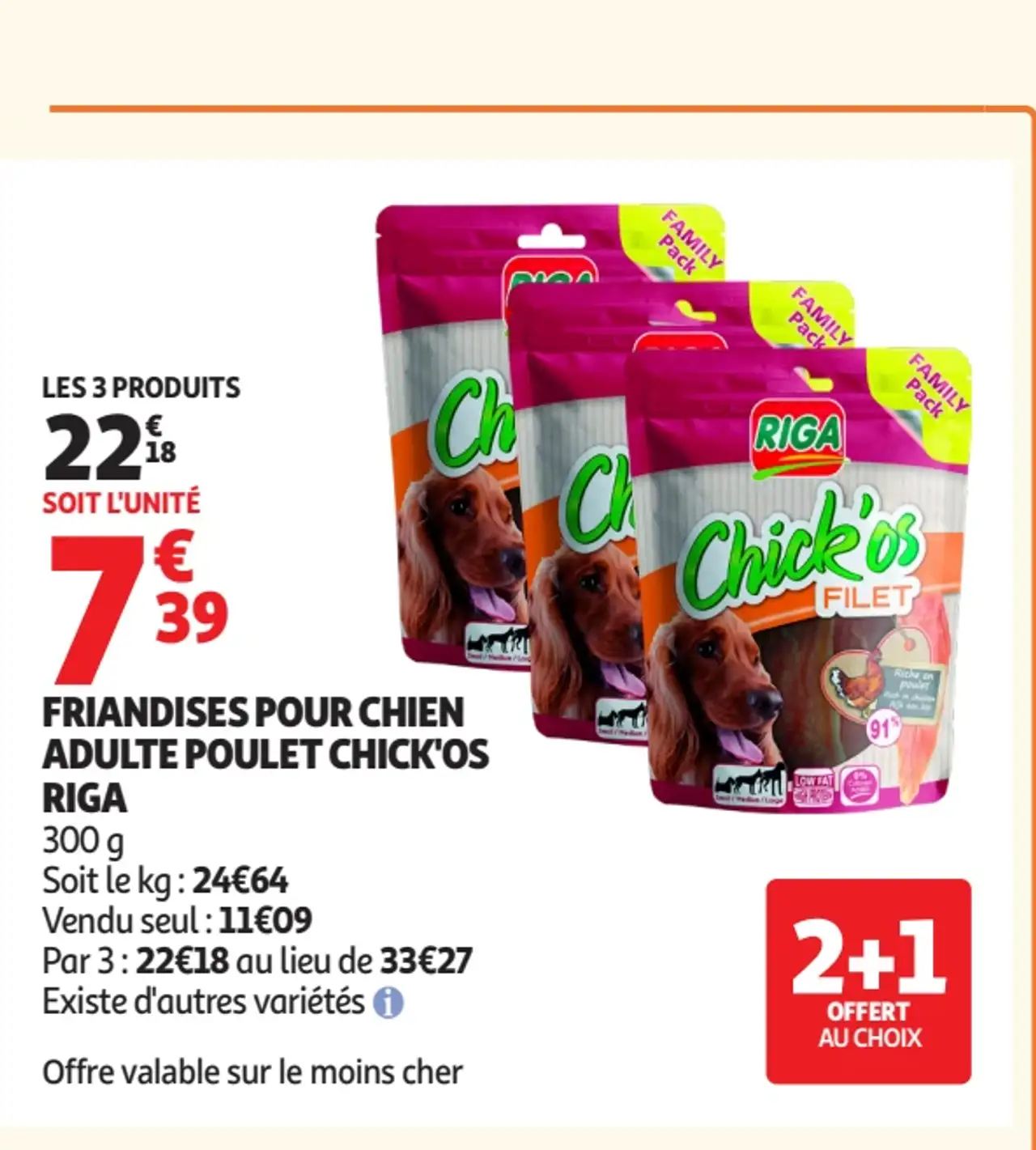 Friandises pour chien adulte poulet Chick'os Riga