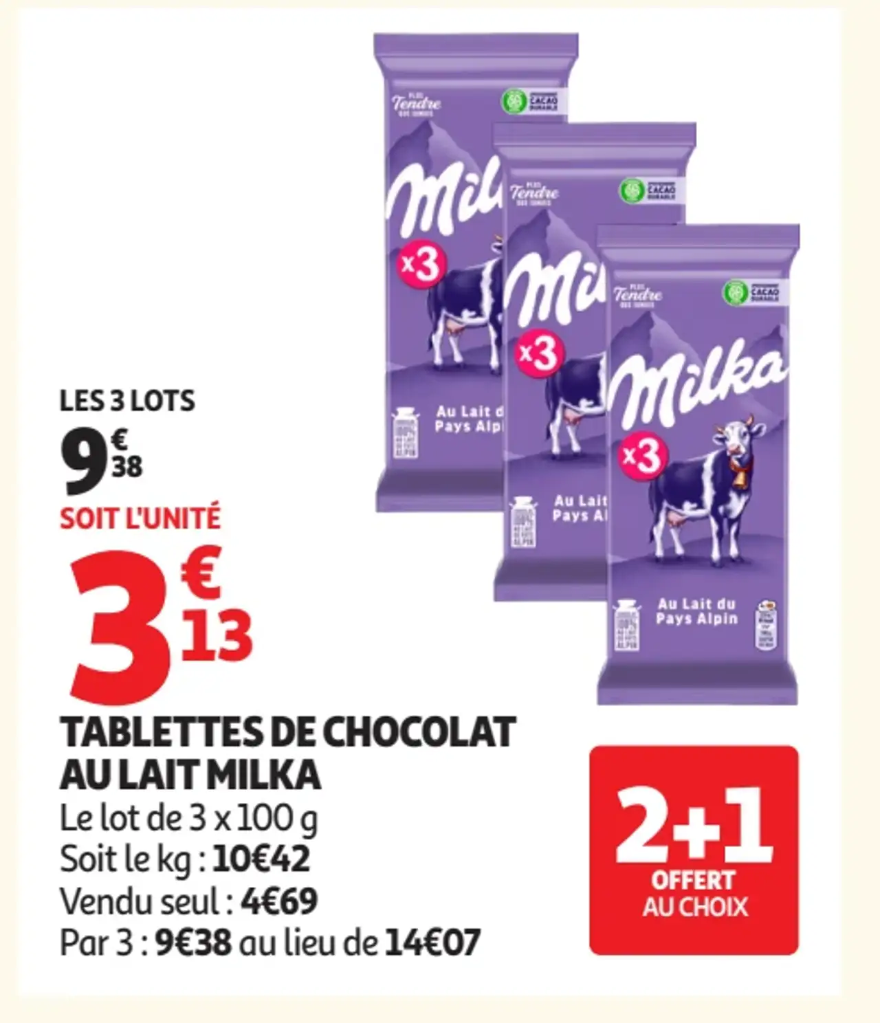 Tablettes de chocolat au lait Milka