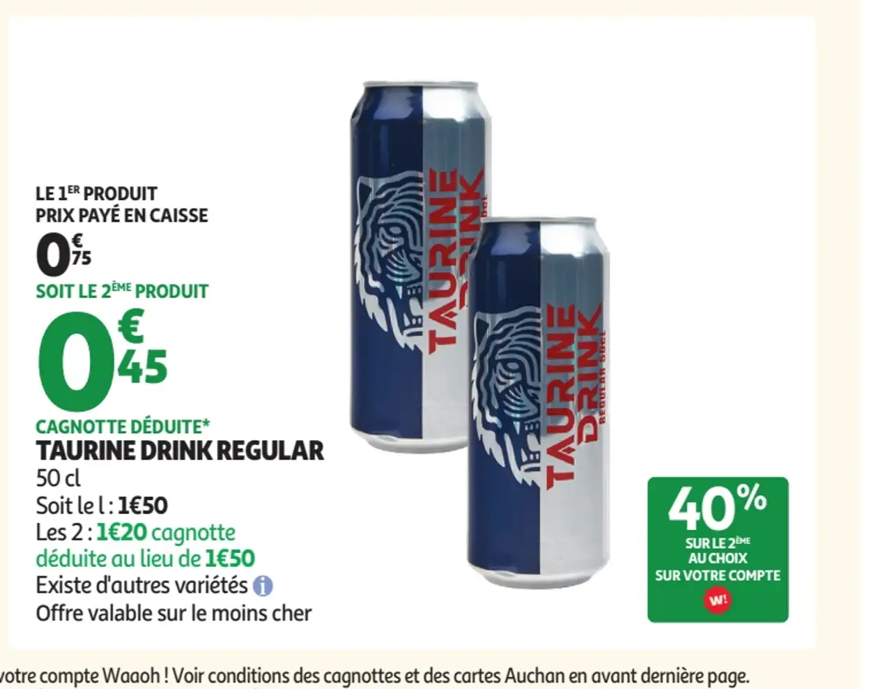 Boisson énergisante Taurine Drink Regular