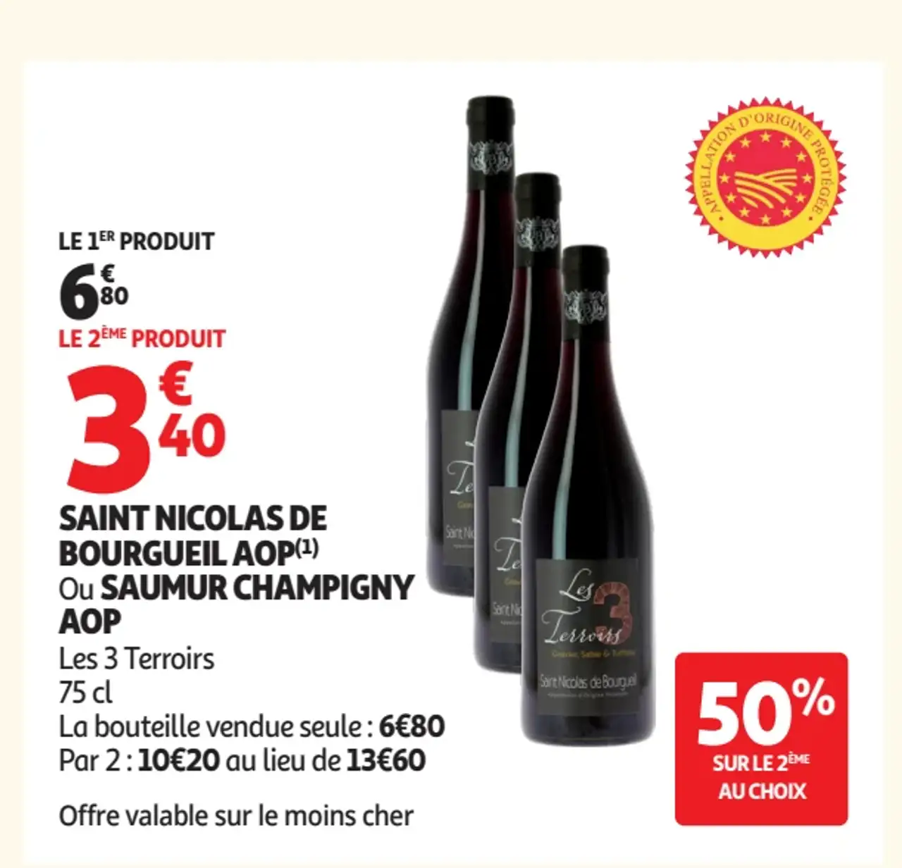 Saint Nicolas de Bourgueil AOP ou Saumur Champigny AOP Les 3 Terroirs