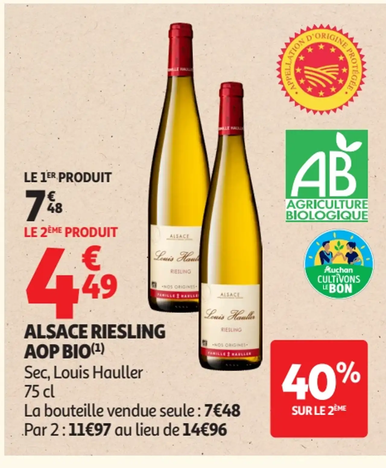 Alsace Riesling AOP Bio Sec, Louis Hauller