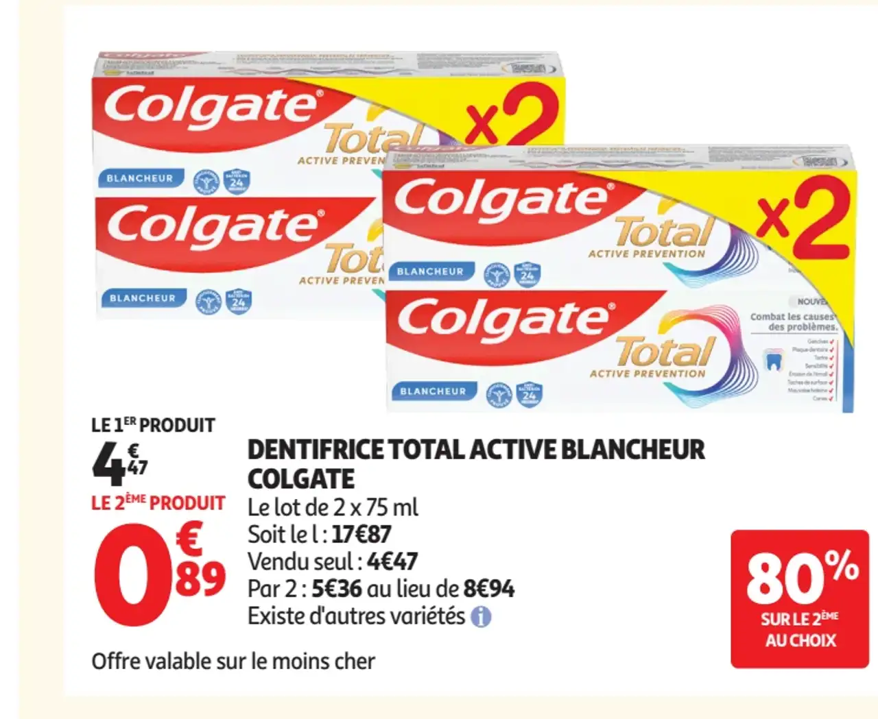 Dentifrice Total Active Blancheur Colgate