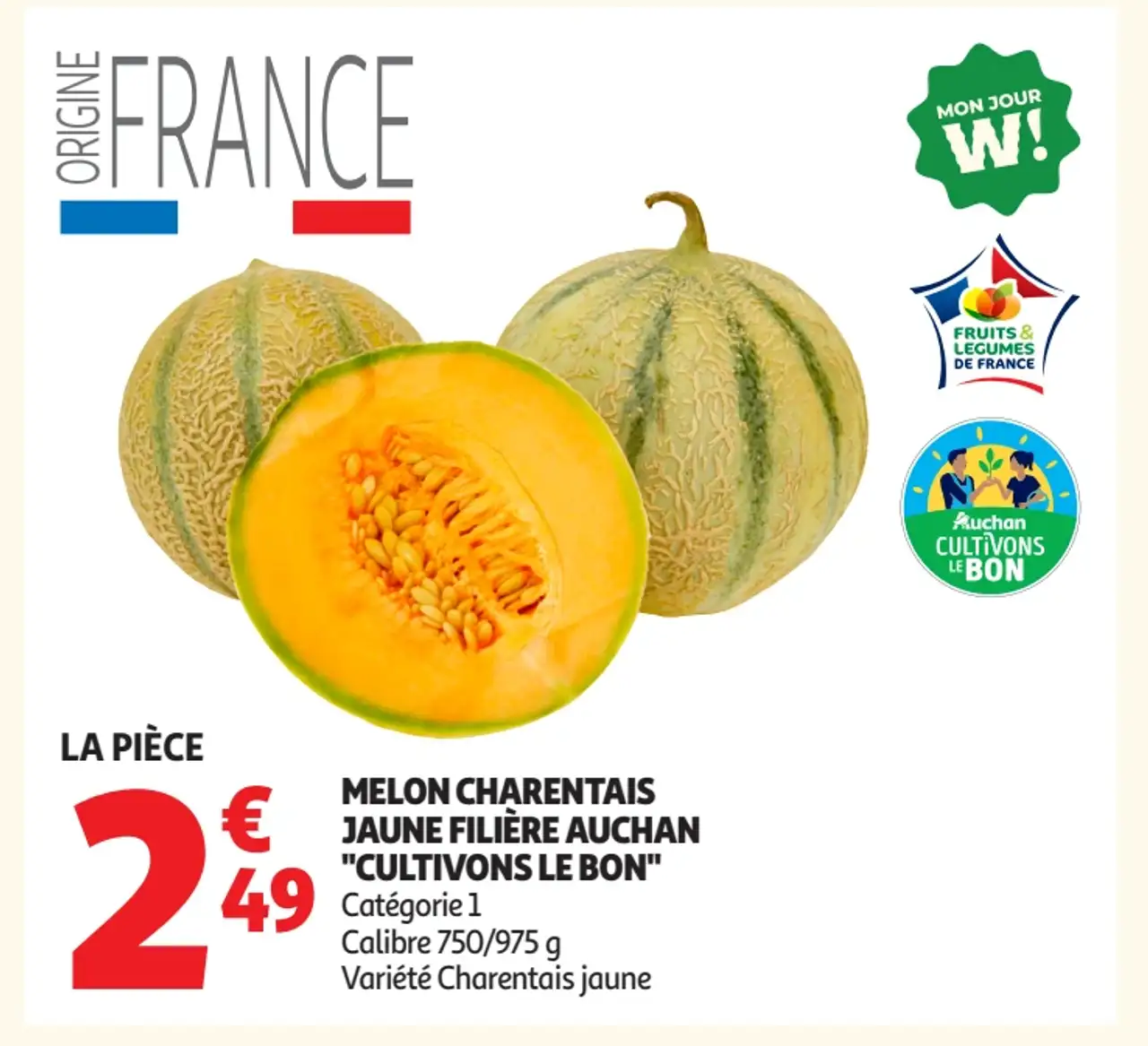 Melon charentais jaune Filière Auchan "Cultivons le bon"