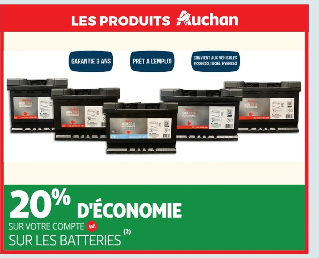 Batteries de voiture Auchan