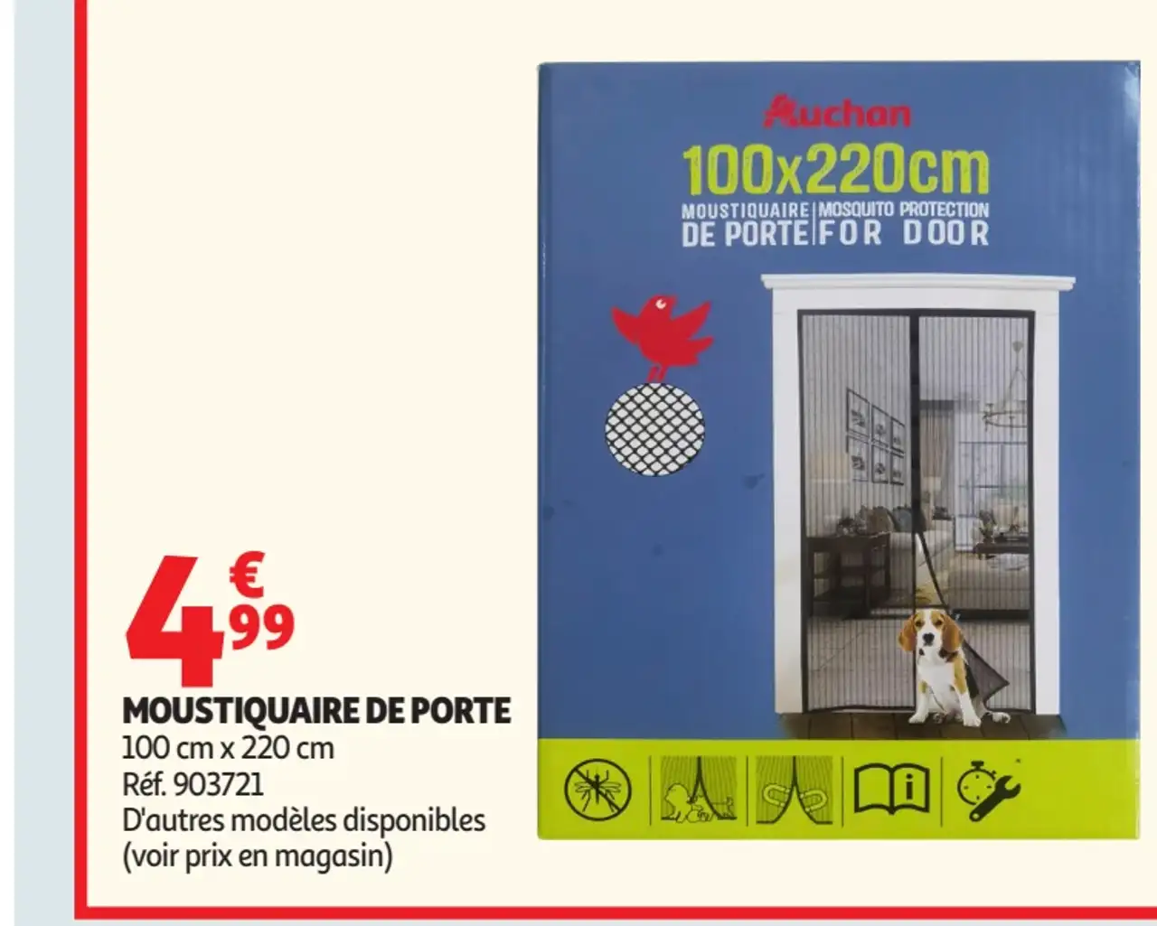 Moustiquaire de porte Auchan 100 x 220 cm
