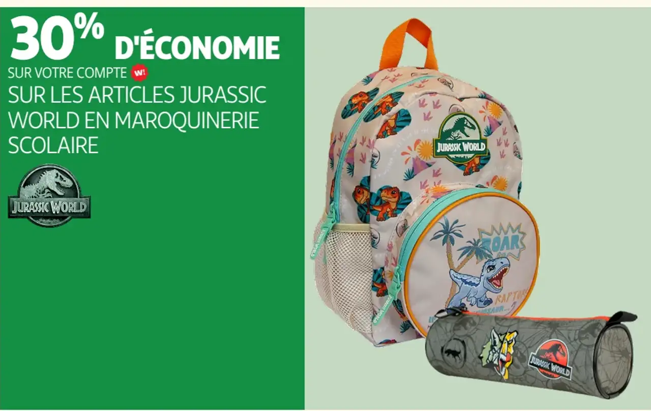 Articles Jurassic World en maroquinerie scolaire