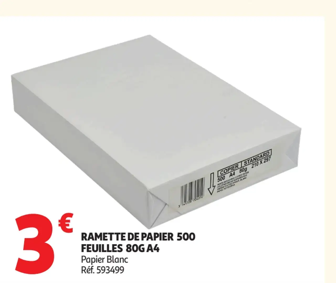 Ramette de papier 500 feuilles 80G A4