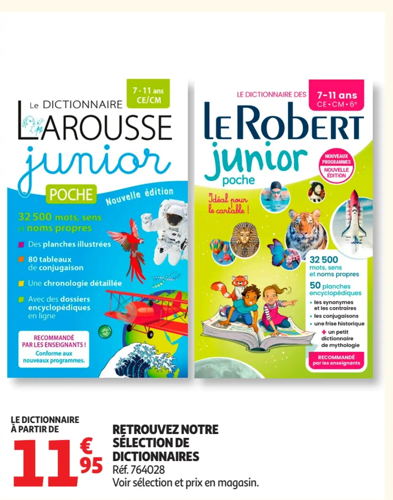 Sélection de dictionnaires (Larousse Junior / Le Robert Junior)