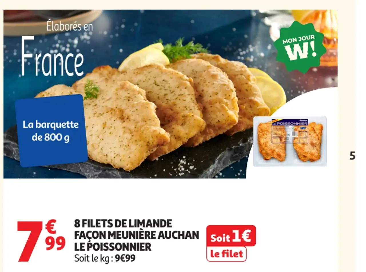 8 Filets de limande façon meunière Auchan Le Poissonnier