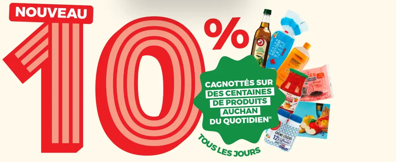 10% cagnottés sur des centaines de produits Auchan du quotidien