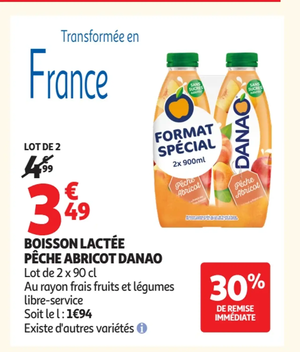 Boisson lactée pêche abricot Danao