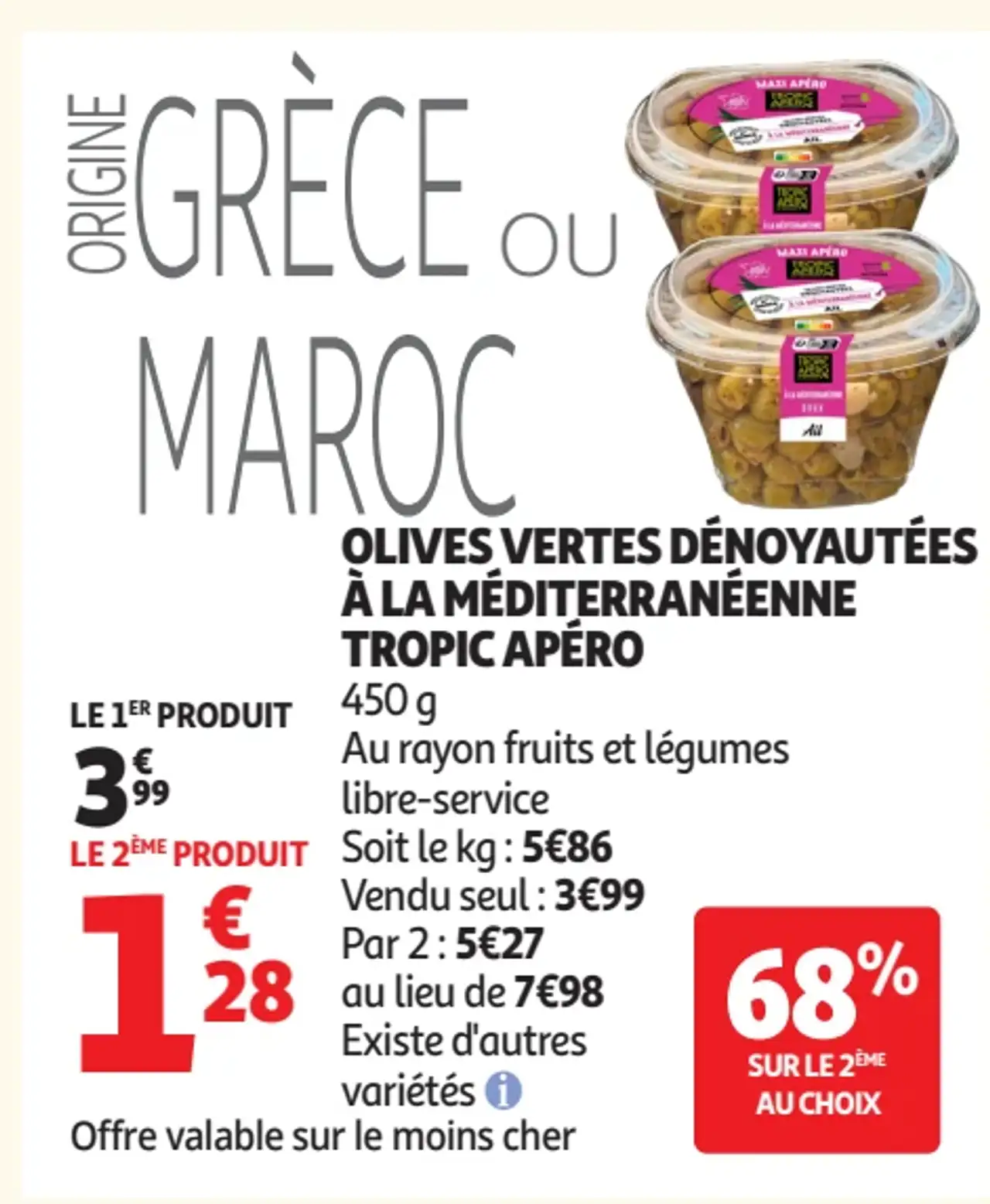 Olives vertes dénoyautées à la méditerranéenne Tropic Apéro