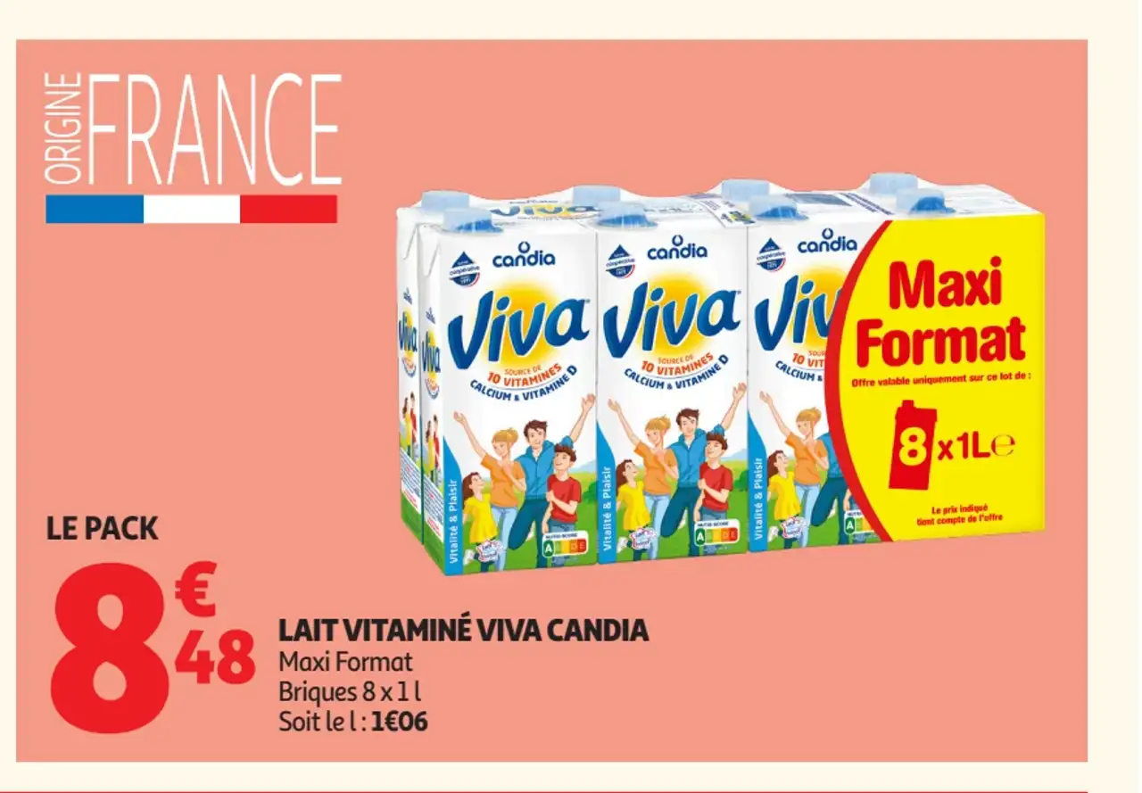 Lait Vitaminé Viva Candia Maxi Format