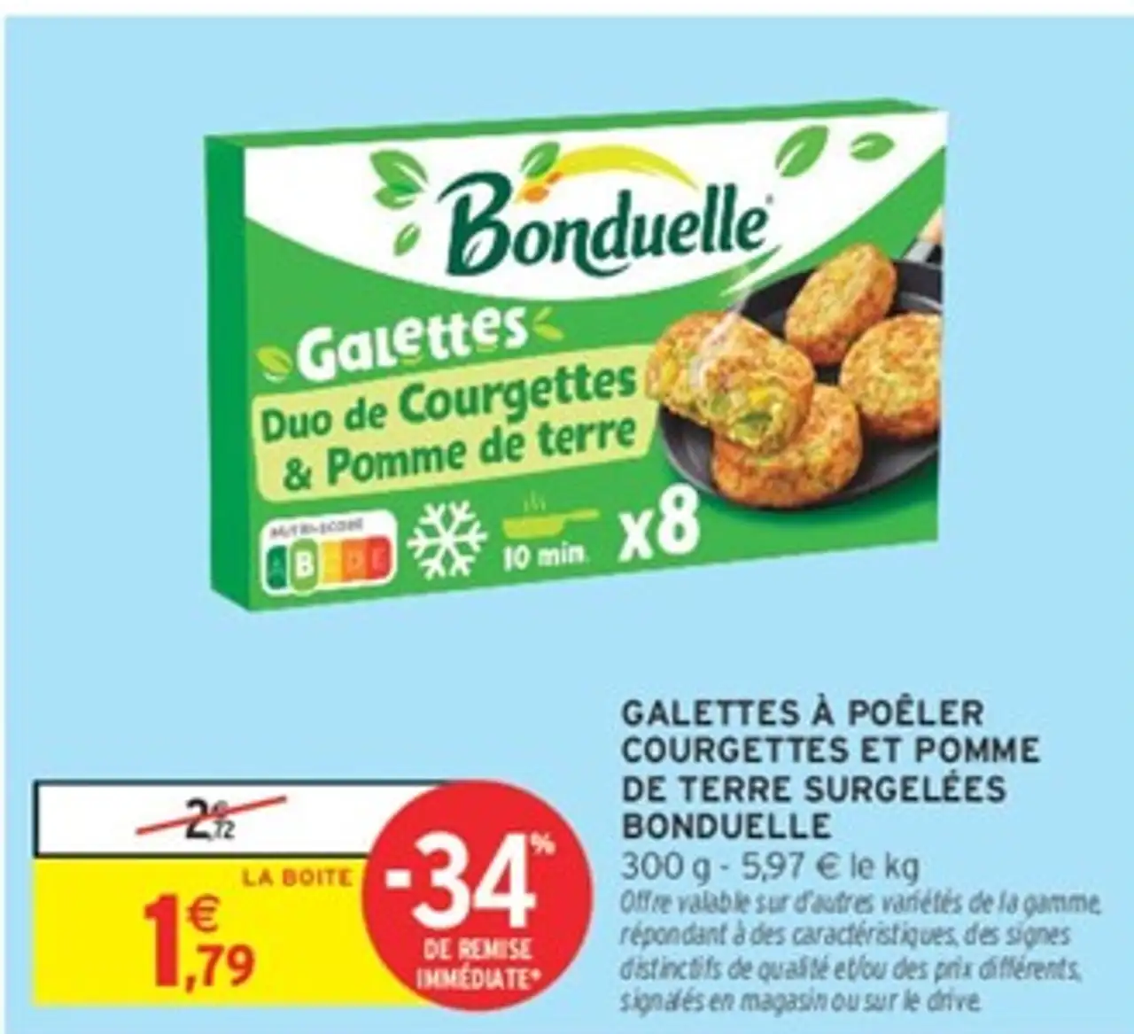 GALETTES À POÊLER COURGETTES ET POMME DE TERRE SURGELÉES BONDUELLE