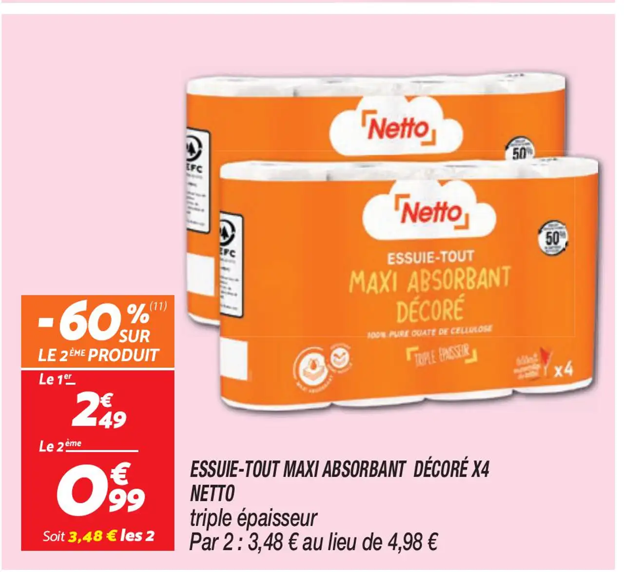ESSUIE-TOUT MAXI ABSORBANT DÉCORÉ X4 NETTO
