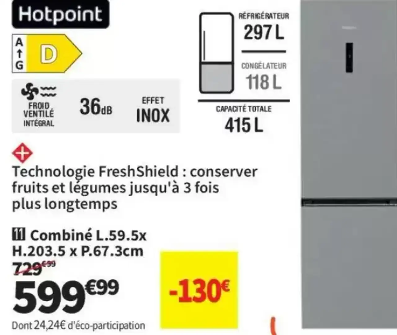 Réfrigérateur combiné Hotpoint HPK26412XP5EE1