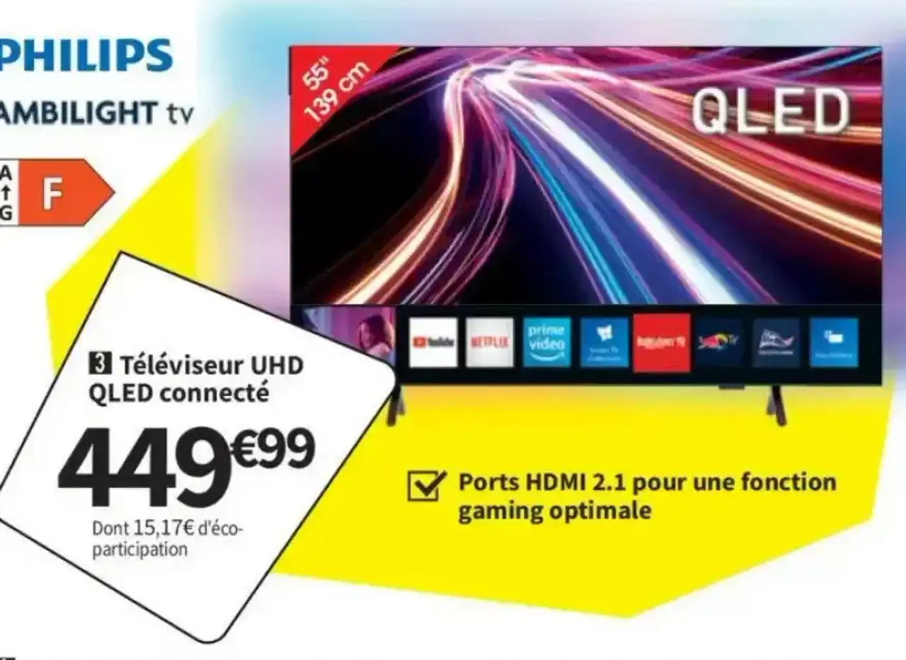 Téléviseur UHD QLED connecté Philips Ambilight tv