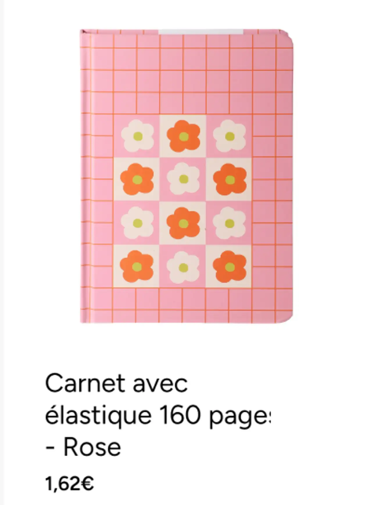 Carnet avec élastique 160 pages - Rose