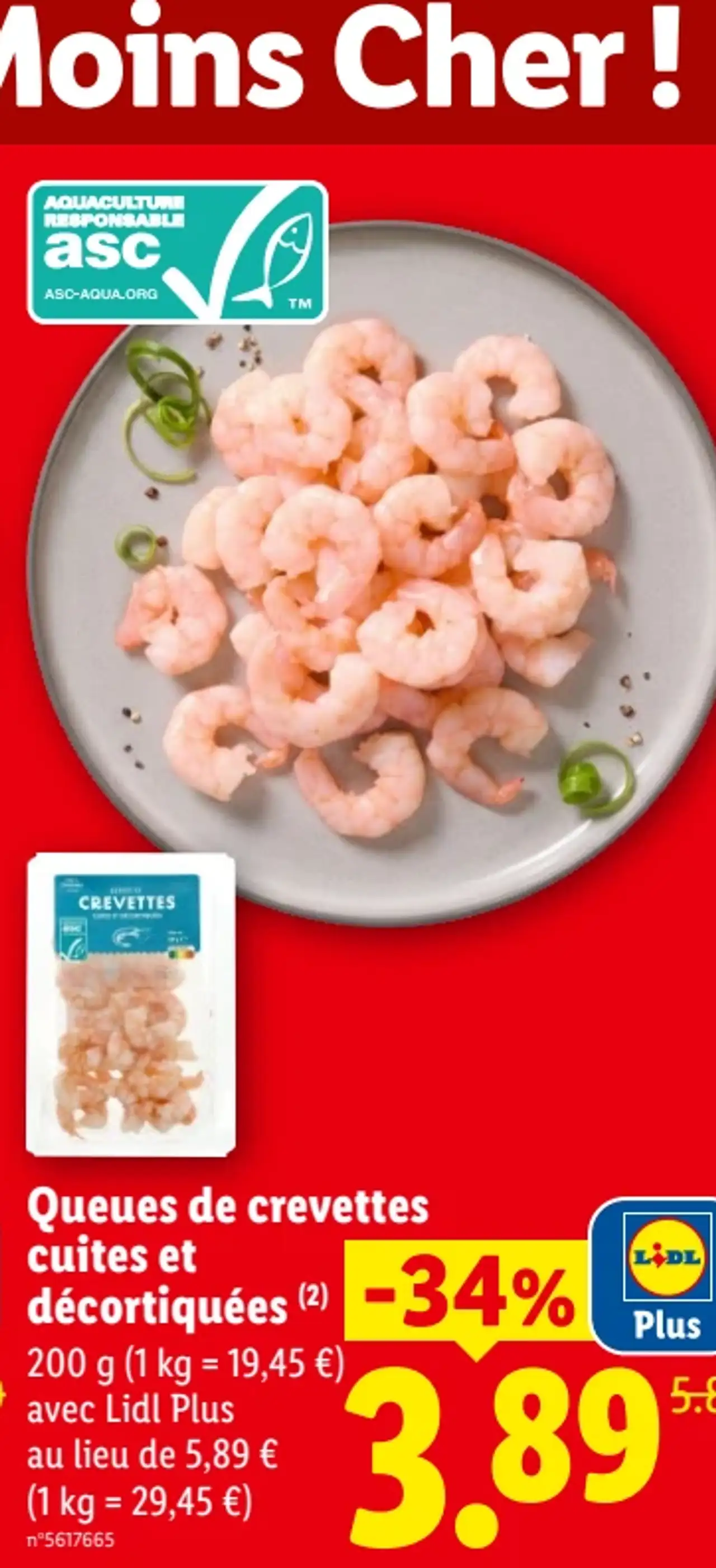 Queues de crevettes cuites et décortiquées