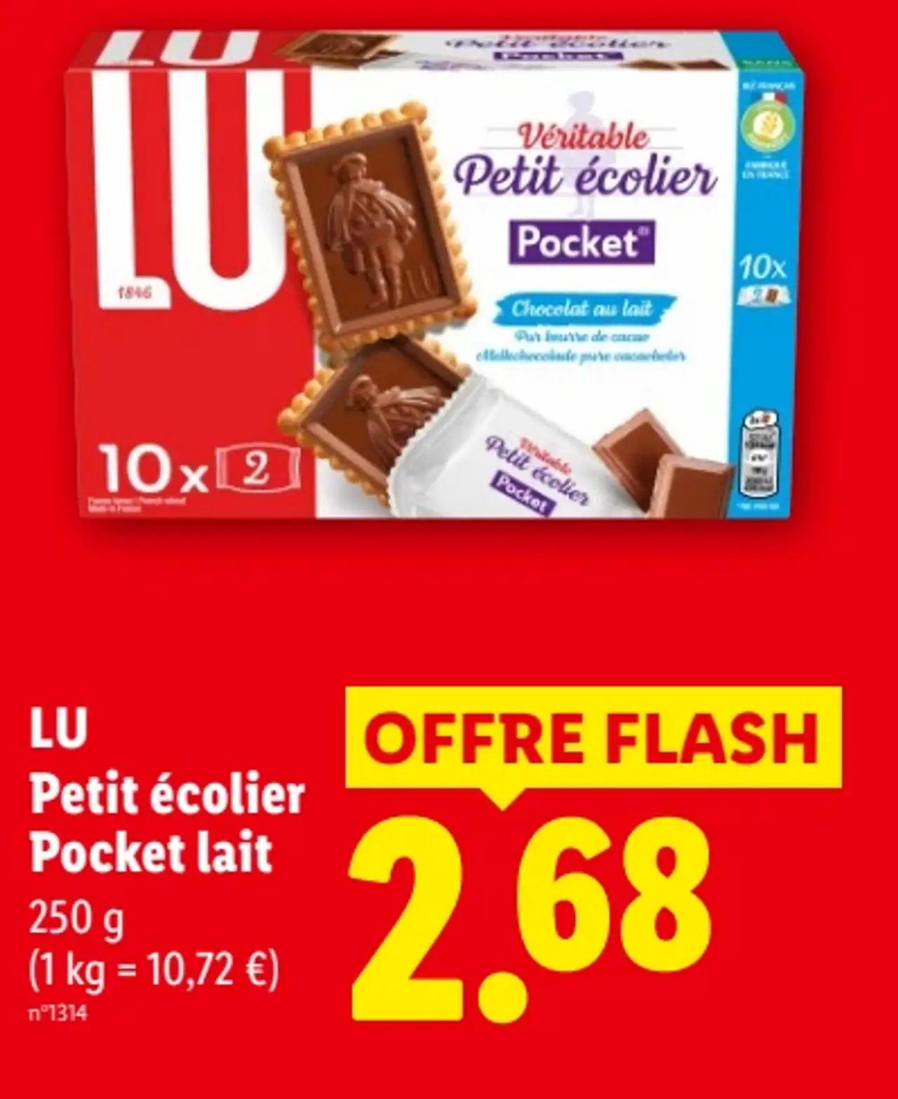 Biscuits Petit écolier Pocket lait LU