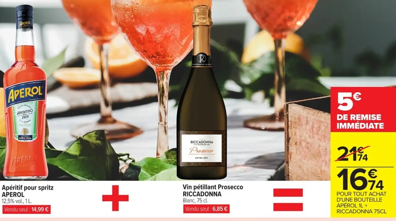 Apéritif pour spritz APEROL + Vin pétillant Prosecco RICCADONNA