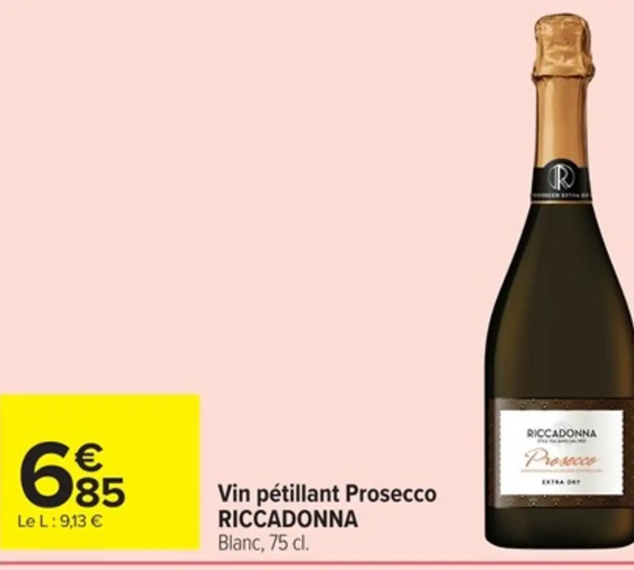 Vin pétillant Prosecco RICCADONNA Blanc, 75 cl.