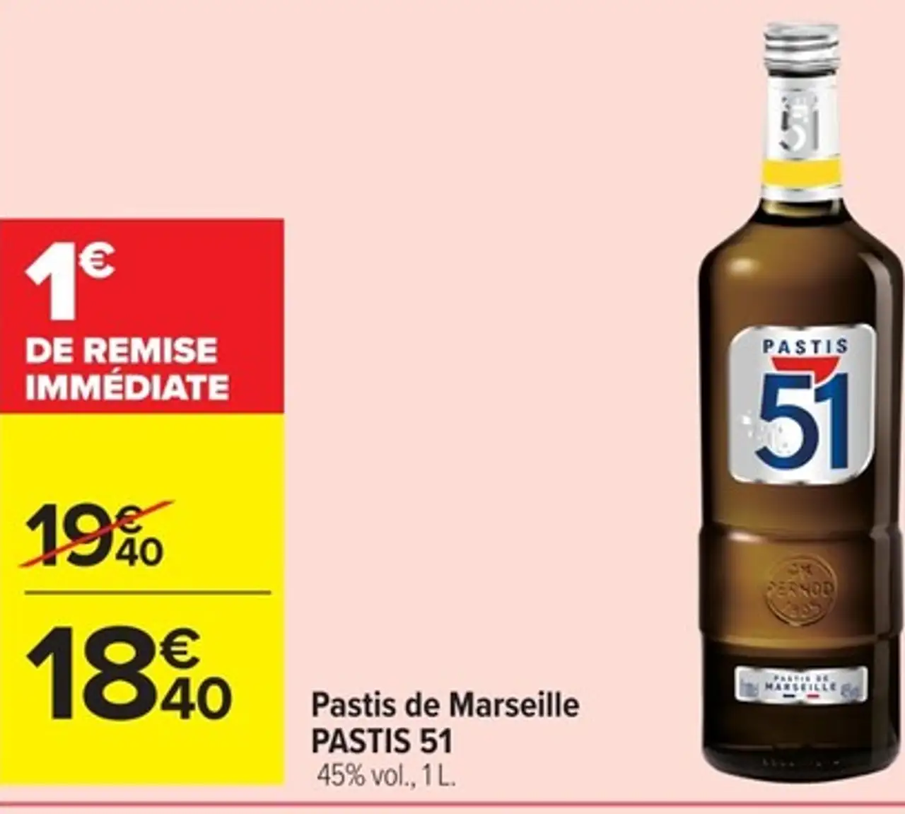 Pastis de Marseille PASTIS 51 45% vol., 1 L.