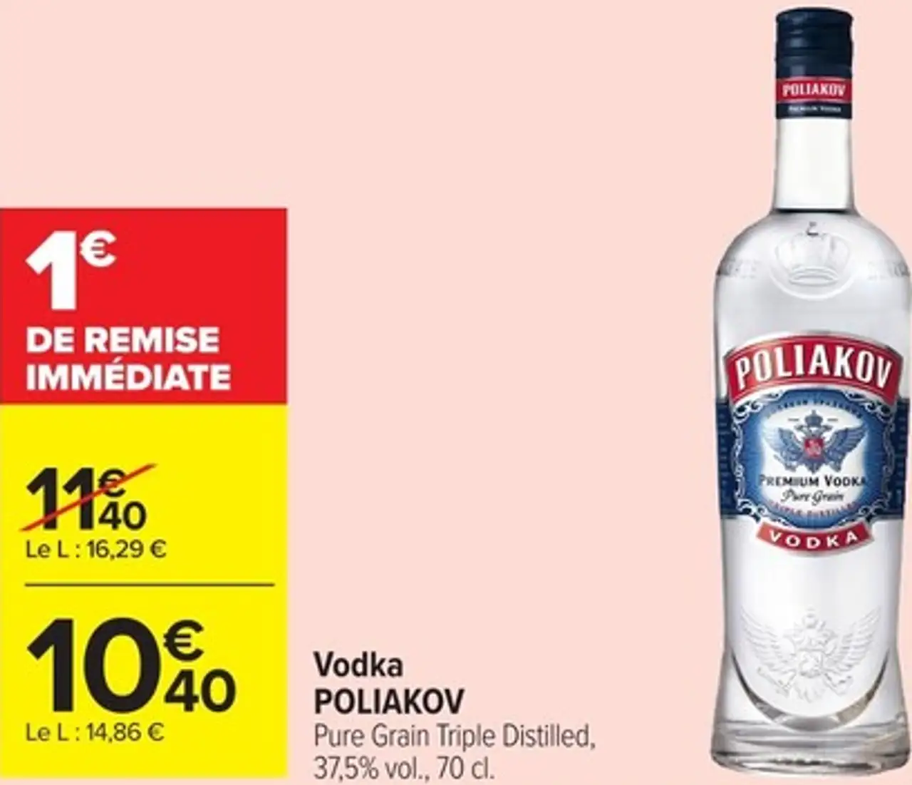 Vodka POLIAKOV Pure Grain Triple Distilled, 37,5% vol., 70 cl.