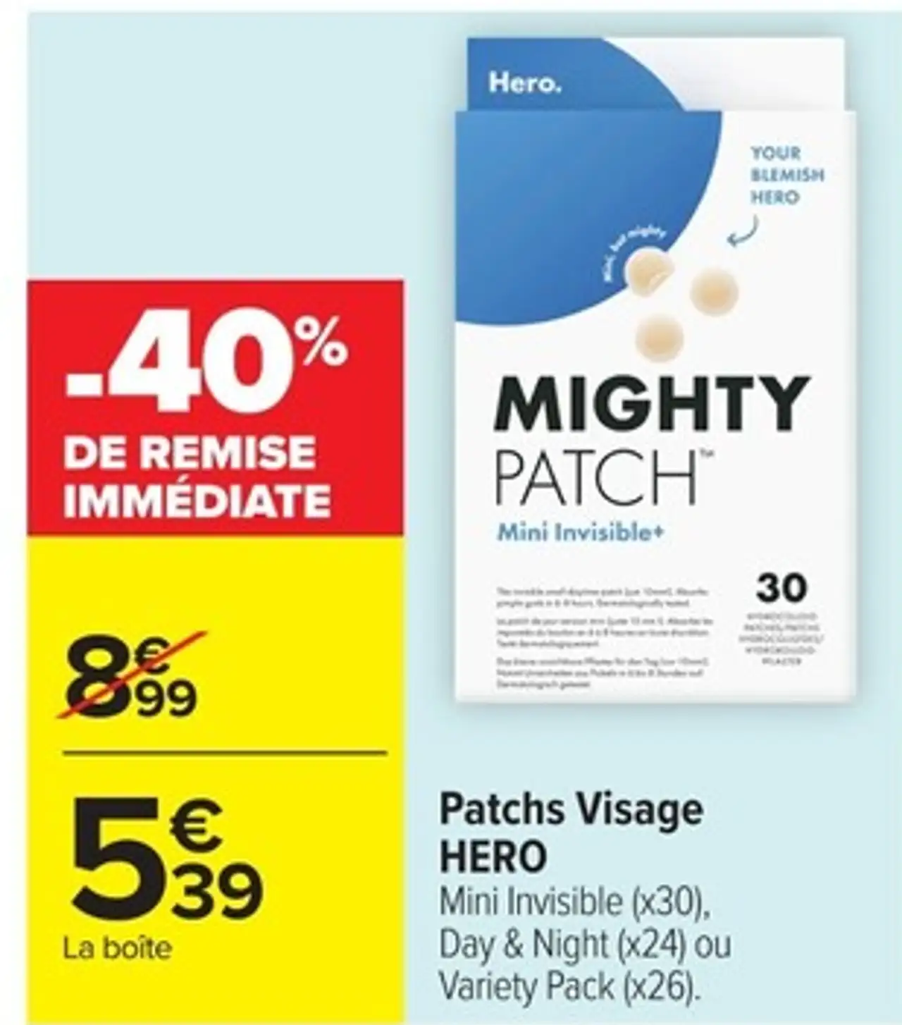 Patchs Visage Hero Mighty Patch Mini Invisible, Day & Night ou Variety Pack